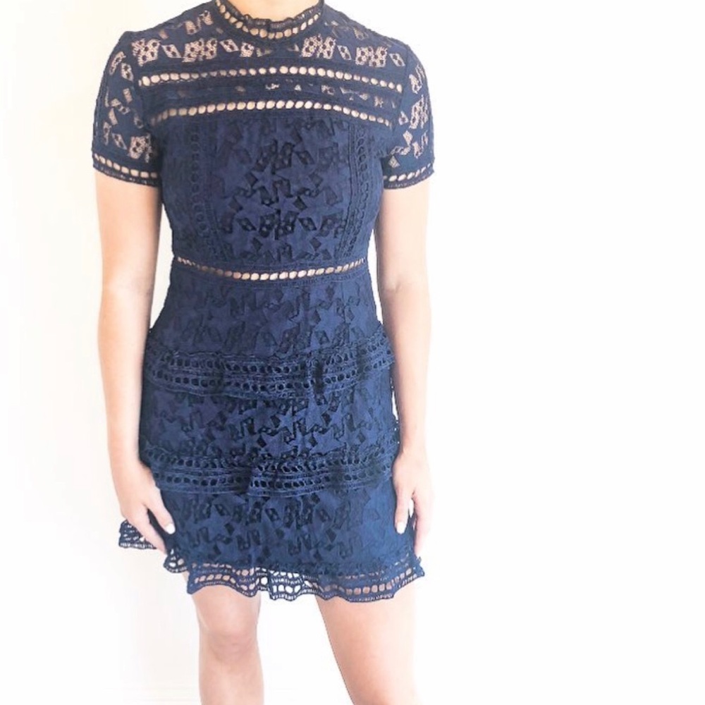 navy blue star lace dress